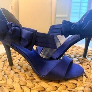 Lulu Townsend Royal Blue Satin Bow Formal Heels Size 8.5